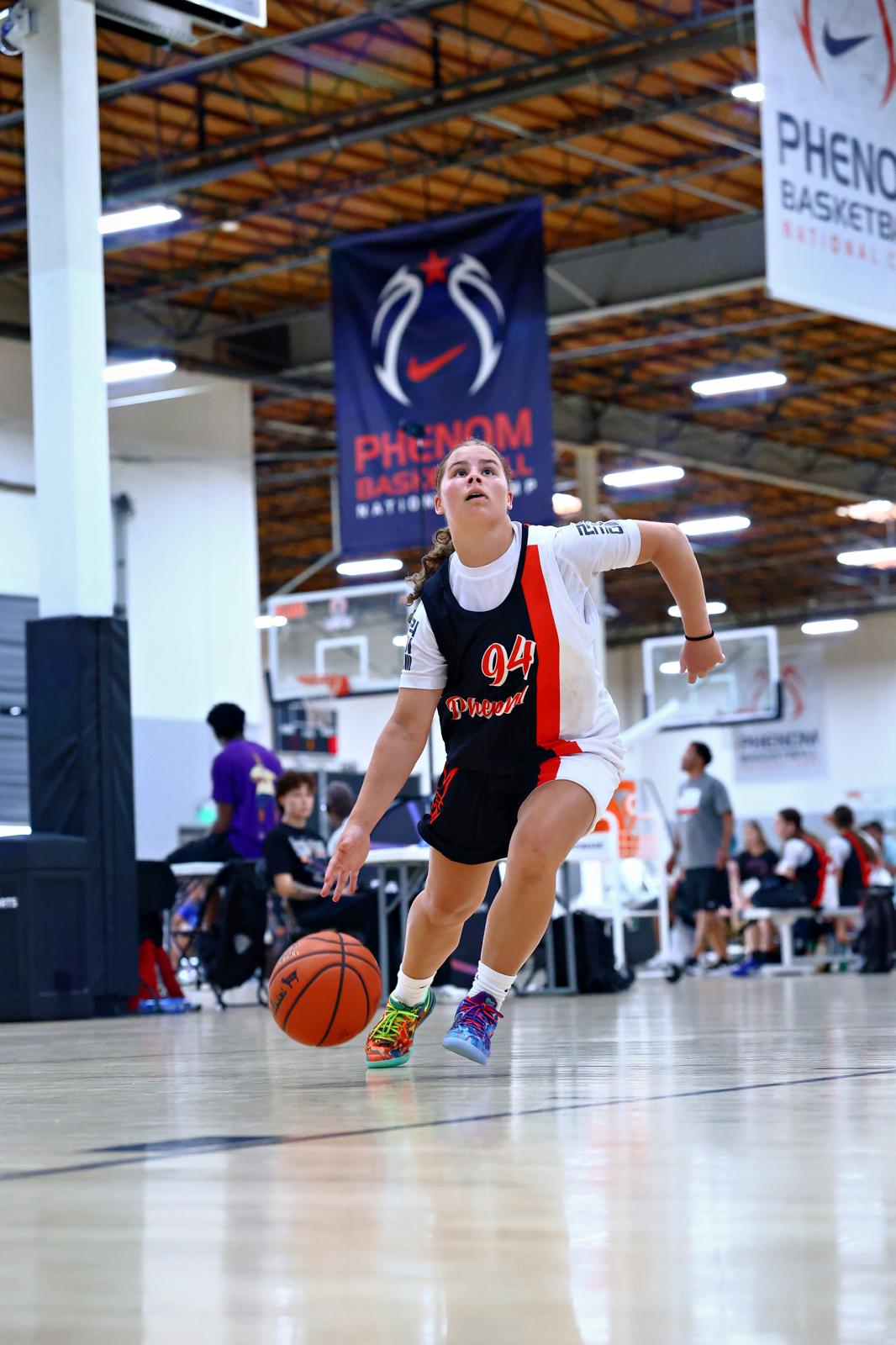 Ariana Carter attacking the court with the ball